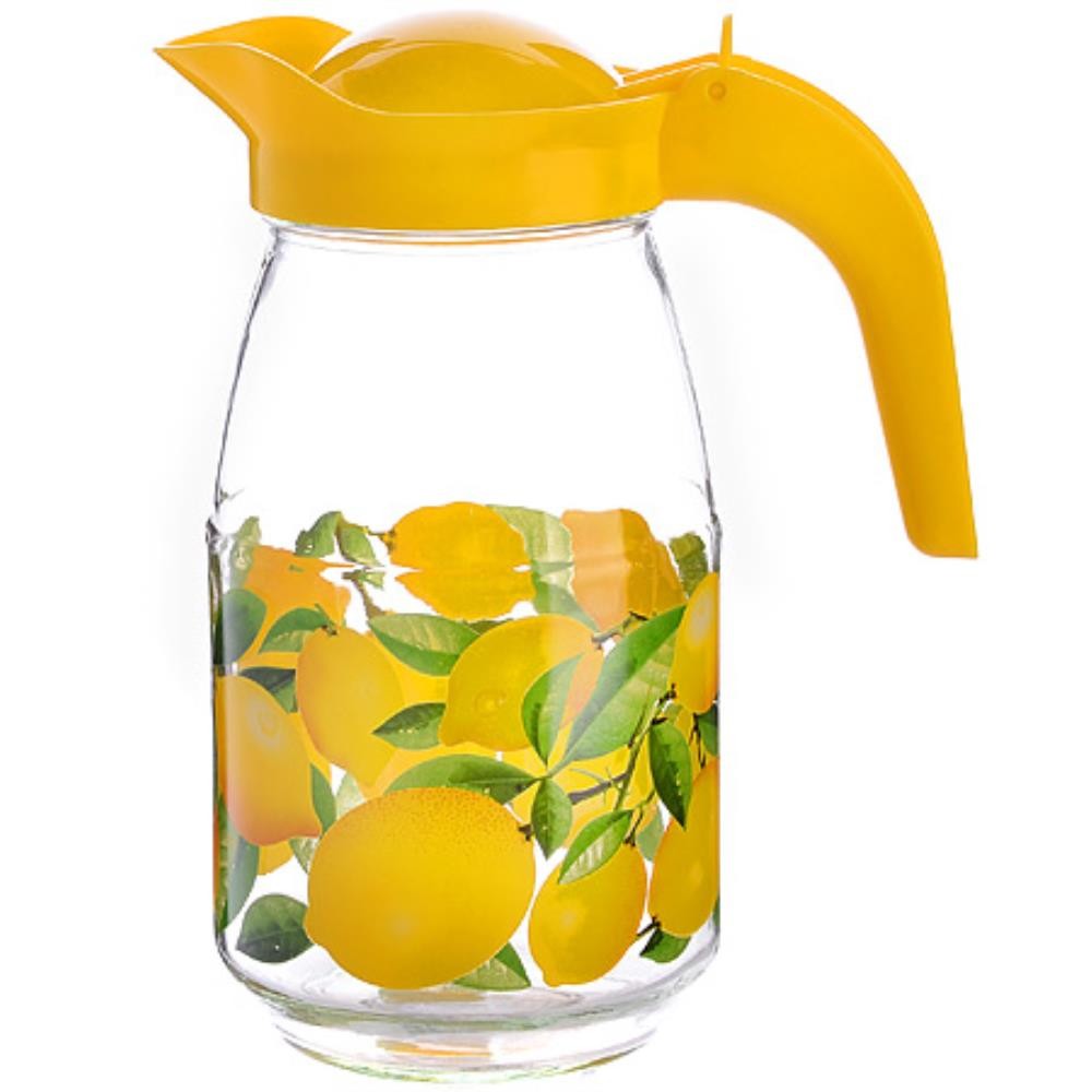 Кувшин стеклянный 1.5л Лимоны круг с крышкой М-декор. Кувшин стеклянный 1.5л Лимон круг с крышкой М-декор удивляет своим на первый взгляд простым, но таким гармоничным исполнением. Создавать и хранить напитки с использованием различных красочных ягод и фруктов, или же просто поместить внутрь питьевую воду - выбор за вами - этот кувшин с кристальной прозрачностью стекла будет выгодно смотреться в любом случае.