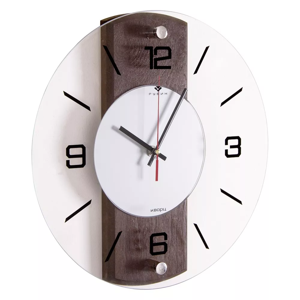 Часы настенные круглые 34см стеклянные с МДФ Классика Рубин - купить в интернет магазине ХозСити по низким ценам